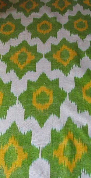 3.2 Yard HAND MADE UZBEK Natural SILK IKAT ADRAS FABRIC #5703** - Image 4 of 4