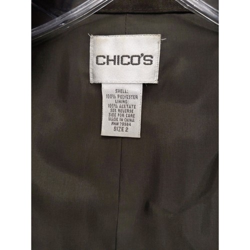 Chico's Jacket Full Zip LIned Suded Finish Brown Size 2 L - Picture 6 of 8