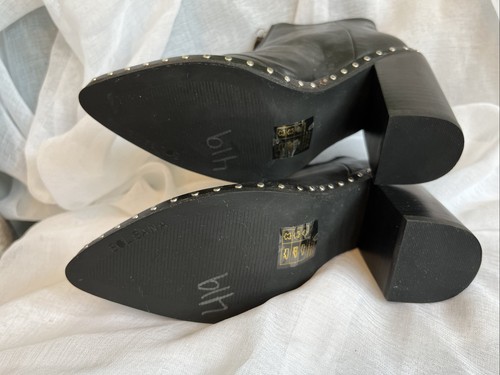 Sol Sana Axel Booties Black Leather Rivets Block Heels 36 - Picture 6 of 11