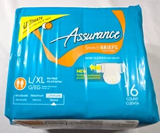 Assurance Stretch Briefs w/Tabs L/XL 45"-64" New flexright Stretch Panels Qty 16