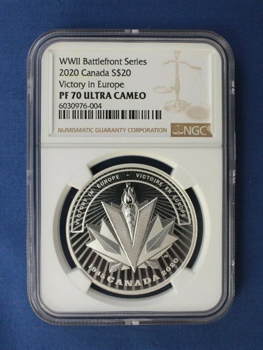 2020 Canada Silver Proof $20 coin "Victory in Europe" NGC Graded PF70