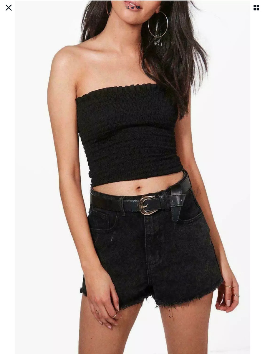 black boob tube crop