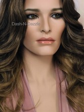 Female mannequin Wig bust with HAZEL glass eyes! NEW EXCLUSIVE TALL DESIGN!