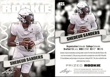 2024 Leaf PRIZED ROOKIE SHEDEUR SANDERS #21 COLORADO BUFFALOES