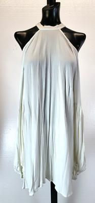 FREE PEOPLE Drift Away Tunic Dress White Cold Shoulder Long Sleeve Size L