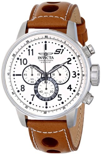 Invicta 48MM Мужские кварцевые многофункциональные часы S1 Rally с белым циферблатом из кожи 16009