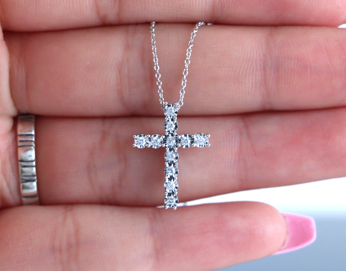 【Numbering】Brilliant Gradient Cross Necklace#3729 mini 3729 - NUMBERING