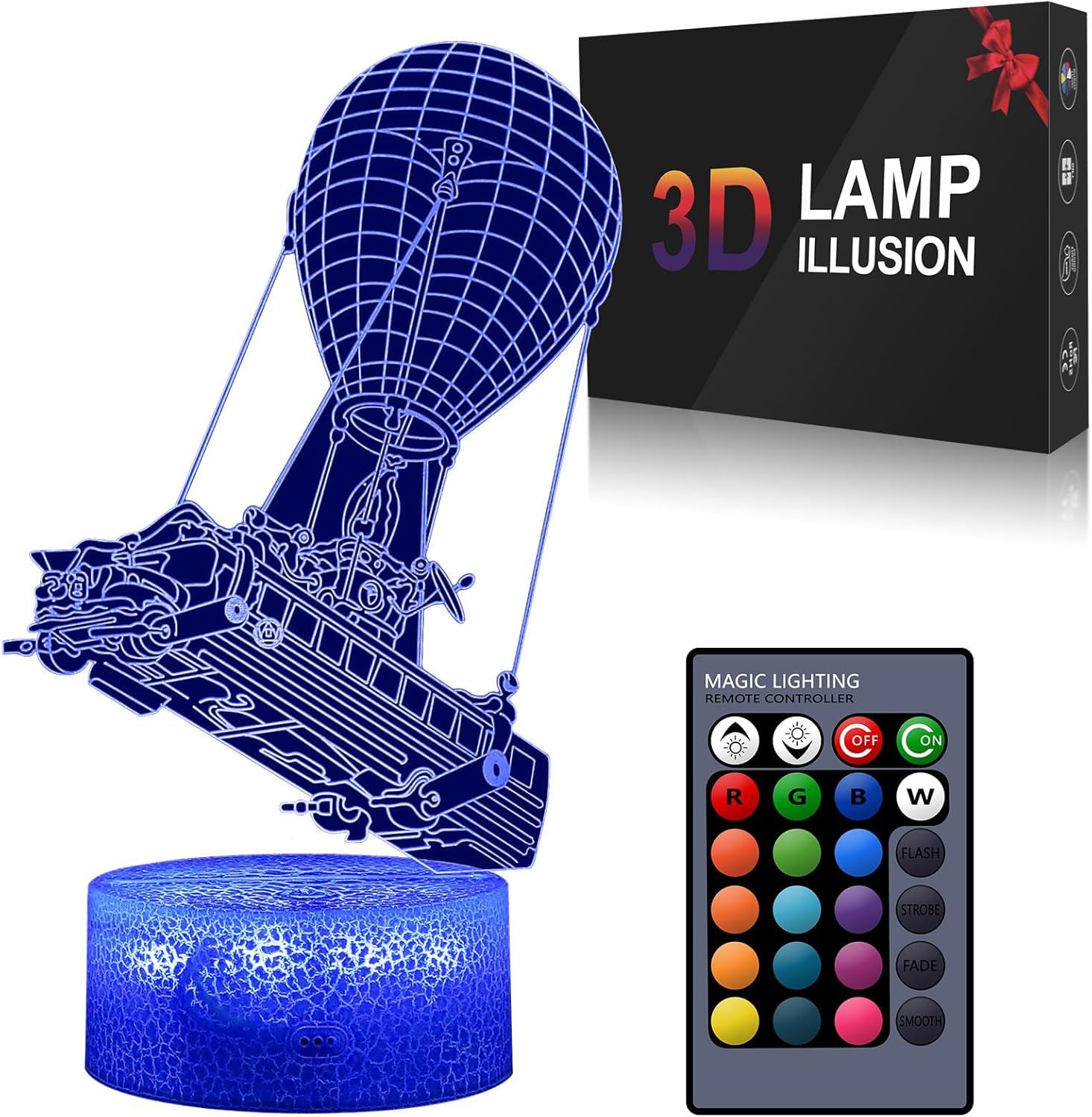 Battle Bus Game Room Night Lights Lamp 3D LED Desk Table Light Remote Control &