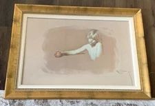 Royo "Golden Collection" Signed Numbered Hand Embellished Serigraph child apple