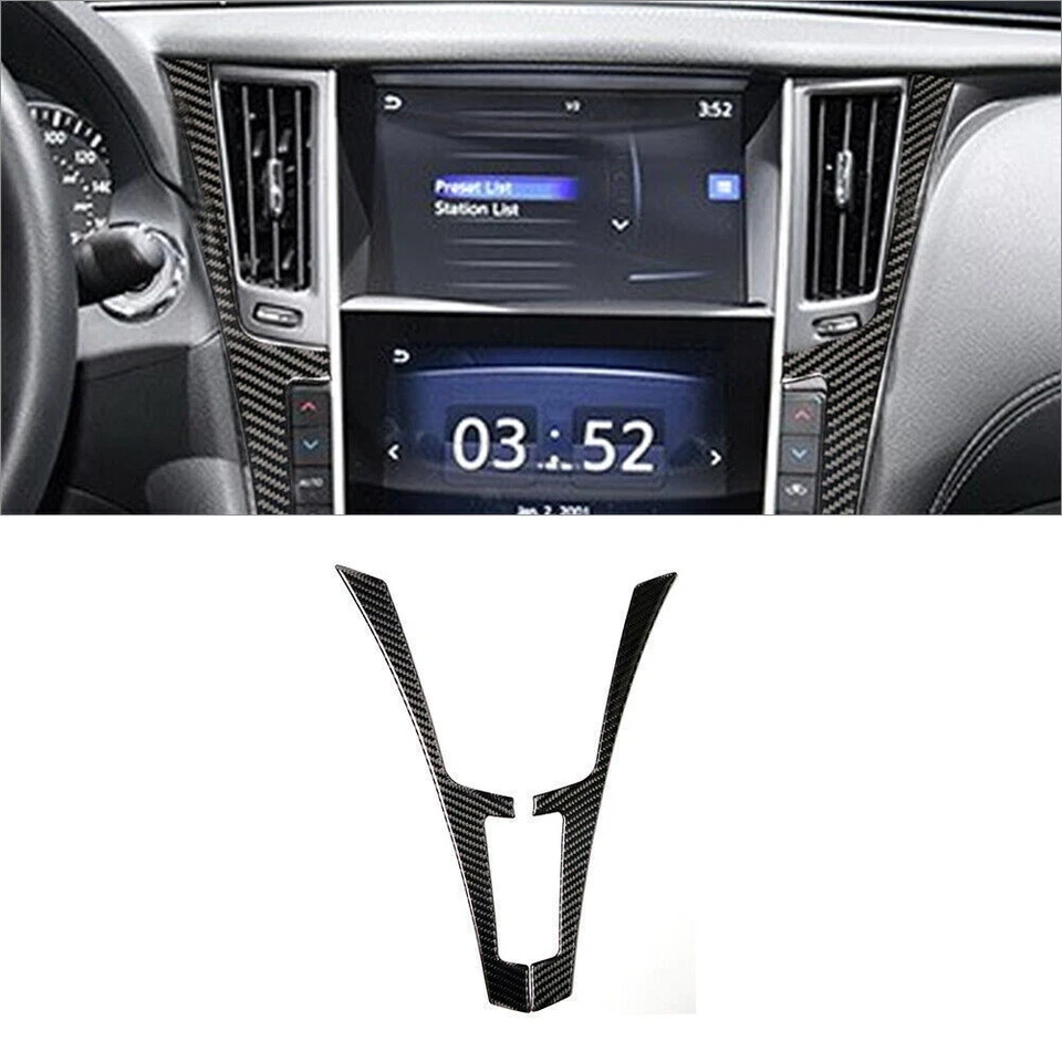 Kit de cubierta de consola central de fibra de carbono para Infiniti Q50 Q60 2014-2019 10 piezas Foto 3 de 4