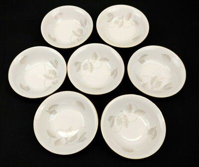 Winterling Bavaria Germany China Berry Bowls Lot of 7 Autumn Leaf Gold Rim Vtg 