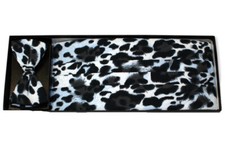Men's Snow Leopard Bow Tie and Cummerbund Set