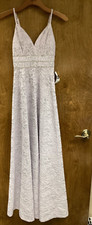 Women NWT "Xtraordinary" silver/lilac eyelet overlay long gown. Size 6