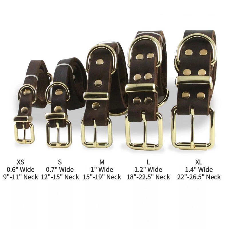 Genuine Leather Dog Collar Alloy Hardware Double Ring for Medium Large Dogs - Image 3 of 4