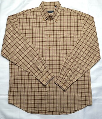 ERMENEGILDO ZEGNA S Sport Brown Red Plaid Flannel Classic Sport Shirt XL