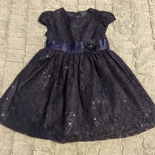 Rare Editions Holiday Navy Blue Glitter/Sparkling Little Girls Dress. Size 5
