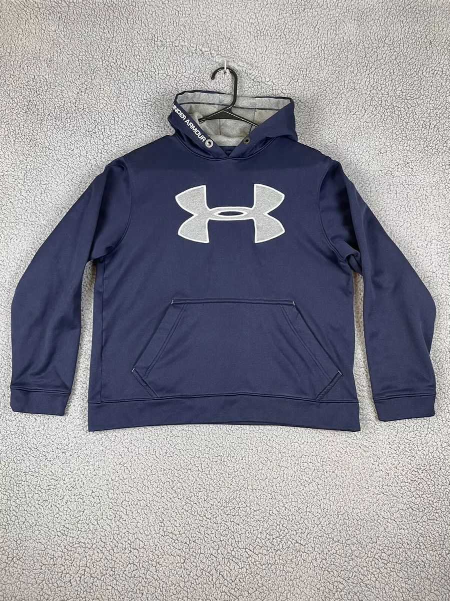 Under Armour Hoodie Mens Small Loose Relaxed Fit Blue Pullover Sweatshirt  Logo