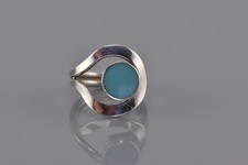 Sterling Silver Blue Larimar Looped Wrap Around Band Ring 925 Sz: 6