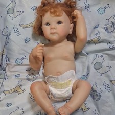 Vinyl Baby Girl Doll Light Complexion Curly Red Hair Blue Eyes