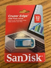 32GB USB 2.0 Flash Drive SanDisk Cruzer Edge Blue SDCZ51-032G-A46BG