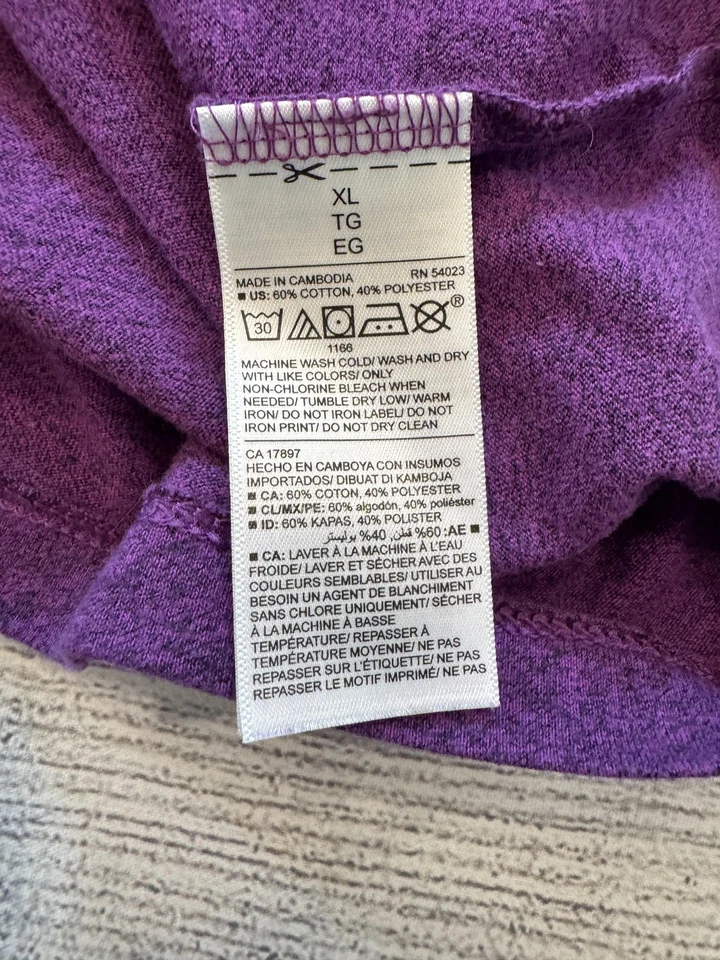 Camisa Antigua Azul Marino Para Hombres XL Púrpura Suave Lavada Manga Larga Cuello Redondo Brezo Camiseta Foto 4 de 4