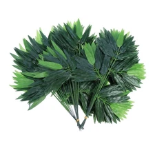 50pcs Artificial Green Bamboo Leaves Fake Green Plants Greenery Leaves for Ho...