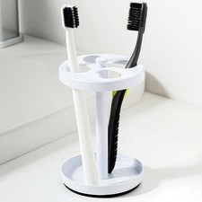 White Stainless Toothbrush Holder Stand: Rustproof Bathroom Countertop Organi...
