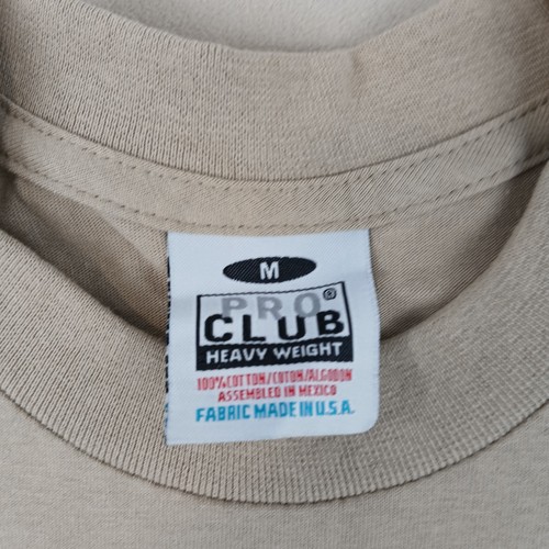 Pro Club Medium Mens T Shirt 20x28 FLAW Beige Heavyweight Fits A Small - Picture 3 of 9