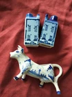 Delft blue -  Cow Milk Creamer Jug & salt & Pepper Pot- houses