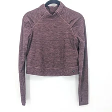 Prana Zandra Funnel Neck Top Womens XS Maroon Cropped Long Sleeve Athleisure