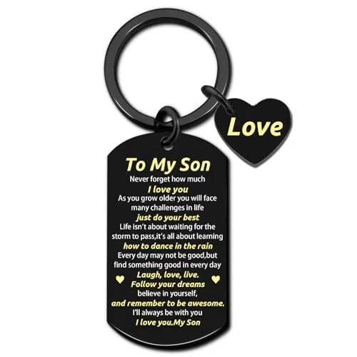 To My Son Keychain for Boys from Mom Dad Son Gifts from Mom Christmas
