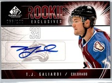 2009-10 SP Game Used Rookie Exclusives Autographs T.J. Galiardi Auto 066/100