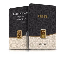 IGR 1 Gram Gold Bar - In Assay