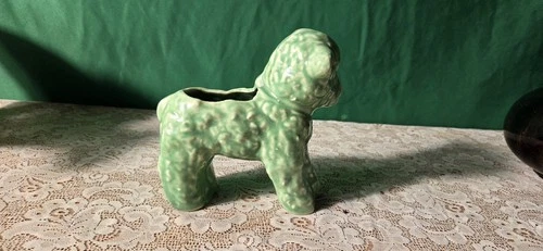 Vintage McCoy Green Lamb Planter Ceramic Sheep With Bow 1950s