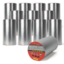 12 Rolls Butyl Tape Waterproof Sealing Tape 8inch x16feet, Upgraded Aluminum ...