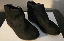 Cat  Jack Little Girls Faux Suede Black Ankle Boots Side Zipper Size 10