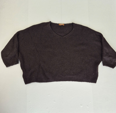 FARFALLA Jumper Brown OS Womens Long Sleeve Knit Mohair Blend Pullover