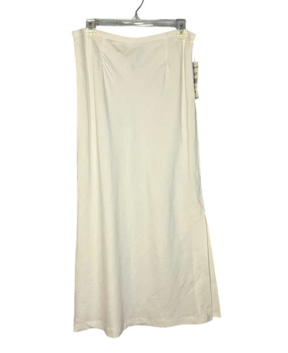 Jones Wear NWT Women's White Linen Blend Lined Long Pencil Skirt 10 Waist 30"