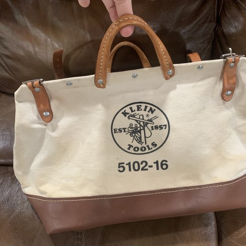 Klein Tool Bag , Canvas , Leather Handle, Straps, Well Made 5102-16 - Picture 16 of 23