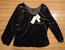 NWT Eileen Fisher 38" Bust Velvet Chocolate Brown Scoop Neck Women Pullover NEW