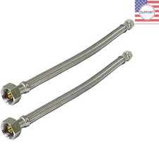 Braided Faucet Connector Set 12" - Leak-Proof Rust-Free Stainless Steel, 2 Pack