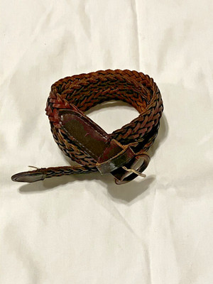 Unisex Braided Brown Leather Belt Brown Buckle Size One Size Unbranded