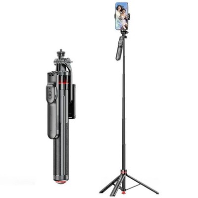 F06 Travel 1300mm Extendable Automatic Tripod One-Touch Deploy Selfie Stick Hold