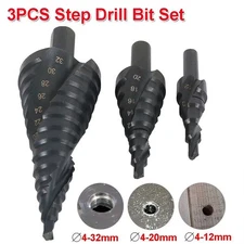 3Pcs/Set HSS Step Drill Bit Set Large Cone Titanium Bit Metal Hole Cutter