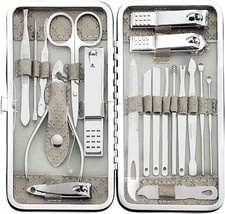 BesPick 19 Pieces Fingernail and Toenail Professional 19 Set, Gray