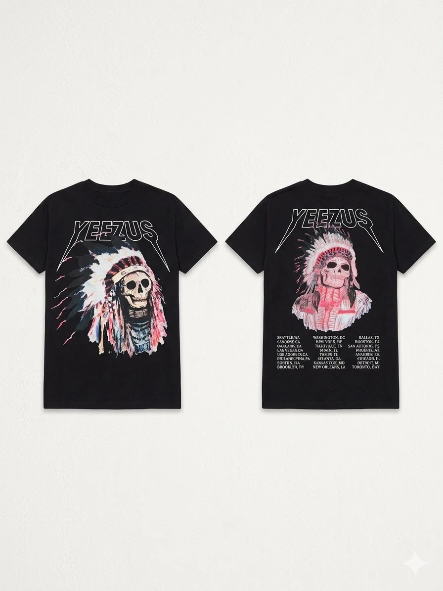 Kanye West Yeezus T Shirt Black XL Native American Skull God Wants