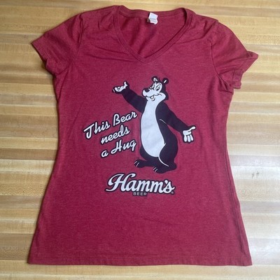 Hamm s Beer This Bear Needs A Hug Ladies T Shirt Size XS Red