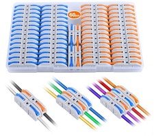 60 Pcs Lever Wire Connectors Quick Connect Electrical Splicing Kit, 1 In 1 Out