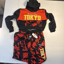 Reason Brand Tokyo Kanji Fleece Hoodie Jogger Set Mens L Multi Streetwear NWT