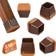 16Pcs Square Chair Leg Floor Protectors with Thickened Felt Pads Silicone Chair